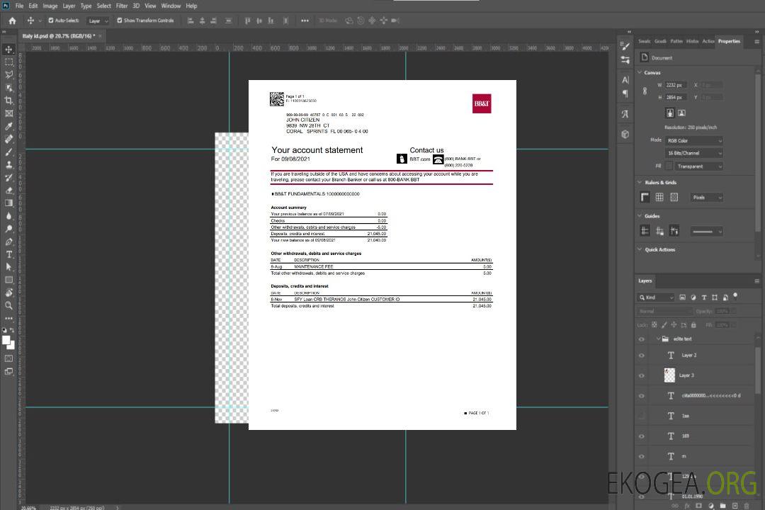 Modèle de relevé de compte bancaire USA Caroline du Nord BB&T Corp. au format Word et PDF template Modèle de relevé de compte bancaire USA Caroline du Nord BB&T Corp. au format Word et PDF template